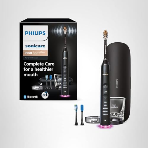 Philips Sonicare DiamondClean 9500 smart toothbrush with app, pressure sensor, 5 modes, 3 intensities, brush head detection, black.