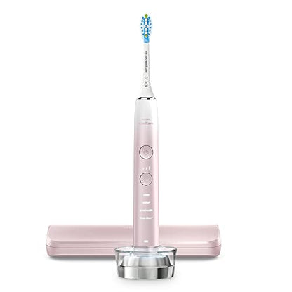 Philips Sonicare DiamondClean 9000 toothbrush with app, pressure sensor, 12 settings, reminder, charger, travel case, pink, HX9911/90.