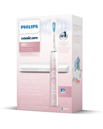 Philips Sonicare DiamondClean 9000 toothbrush with app, pressure sensor, 12 settings, reminder, charger, travel case, pink, HX9911/90.