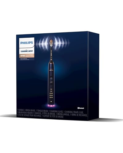 Philips Sonicare DiamondClean Smart 9750 toothbrush with app, pressure sensor, 5 modes, 3 intensities, brush head detection, lunar blue.