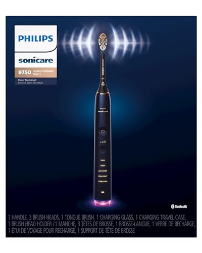 Philips Sonicare DiamondClean Smart 9750 toothbrush with app, pressure sensor, 5 modes, 3 intensities, brush head detection, lunar blue.