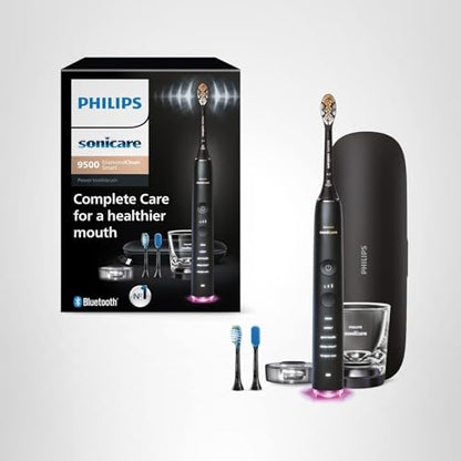Philips Sonicare DiamondClean 9500 smart toothbrush with app, pressure sensor, 5 modes, 3 intensities, brush head detection, black.