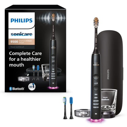 Philips Sonicare DiamondClean 9500 smart toothbrush with app, pressure sensor, 5 modes, 3 intensities, brush head detection, black.