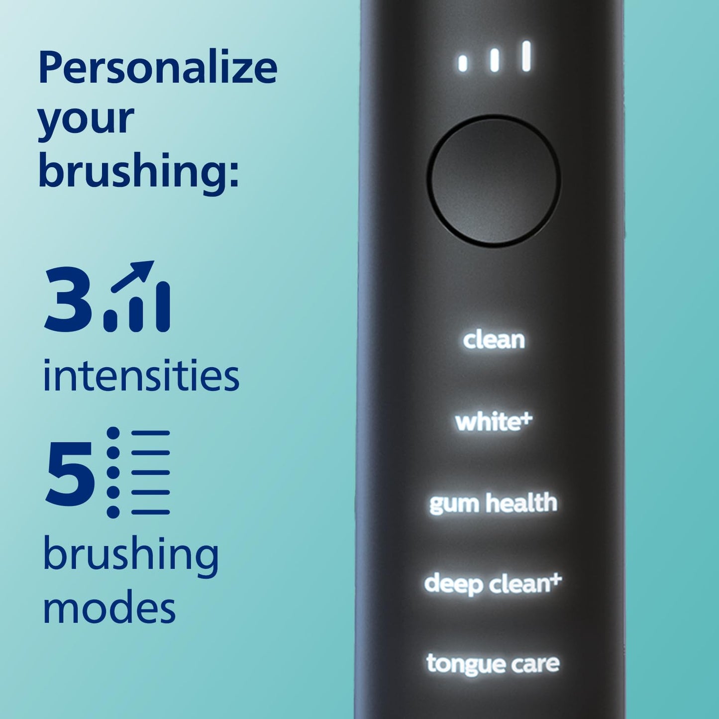 Philips Sonicare DiamondClean 9500 smart toothbrush with app, pressure sensor, 5 modes, 3 intensities, brush head detection, black.