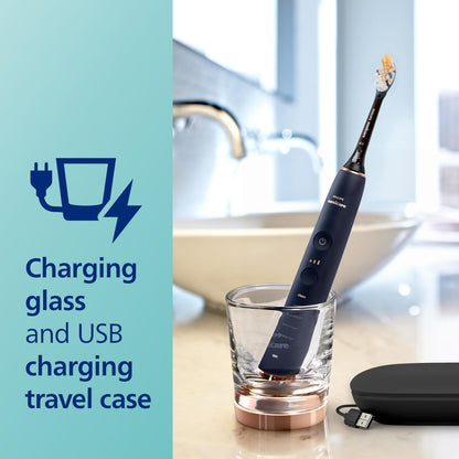 Philips Sonicare DiamondClean Smart 9700 toothbrush with app, pressure sensor, 5 modes, 3 intensities, brush head detection, lunar blue.