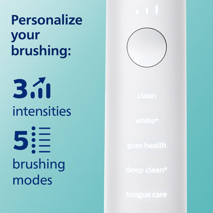Philips Sonicare DiamondClean 9500 smart toothbrush with app, pressure sensor, 5 modes, 3 intensities, brush head detection, white.