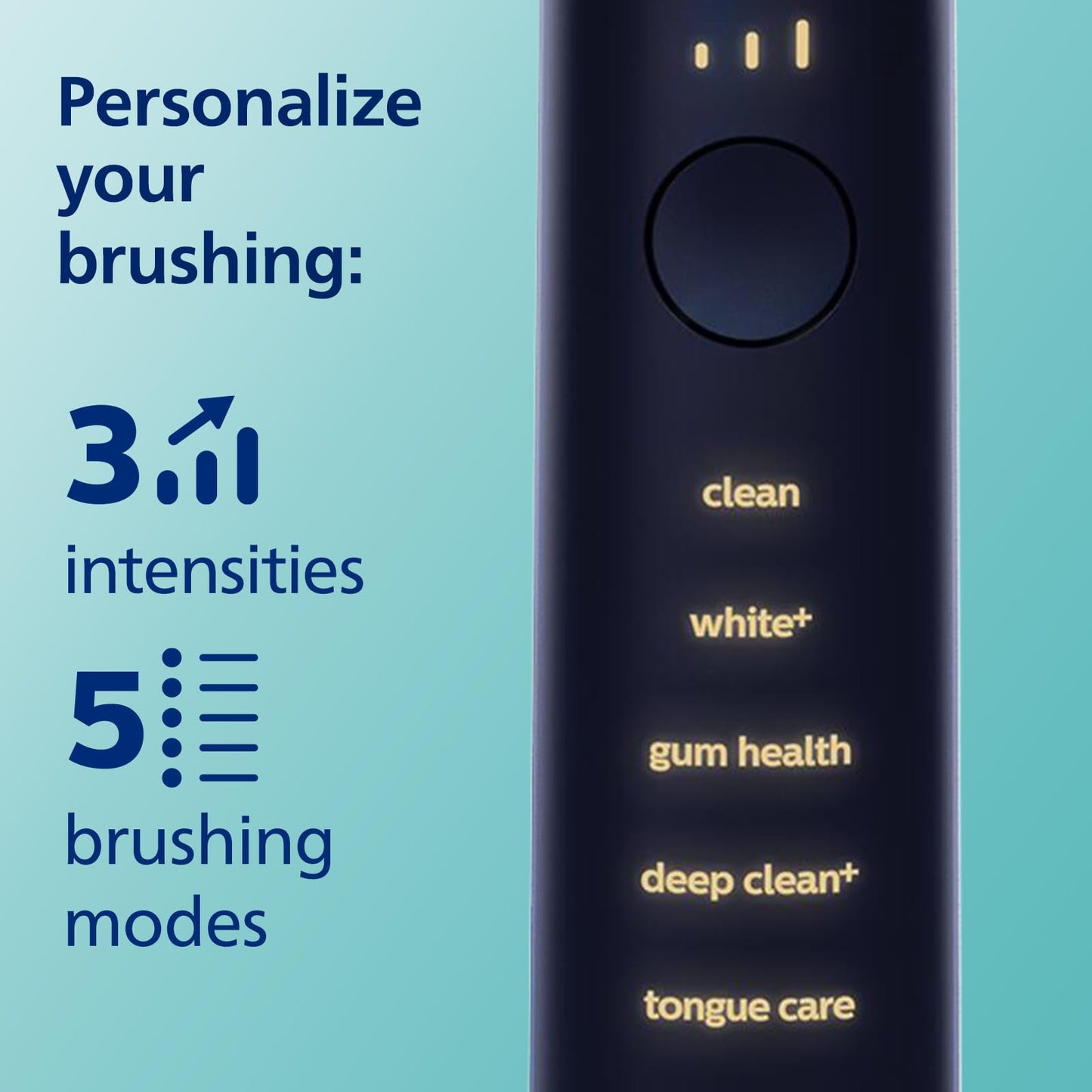 Philips Sonicare DiamondClean Smart 9700 toothbrush with app, pressure sensor, 5 modes, 3 intensities, brush head detection, lunar blue.