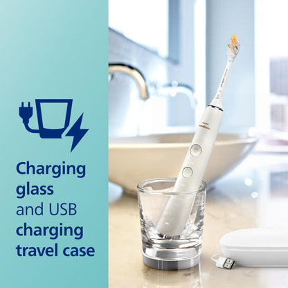 Philips Sonicare DiamondClean 9500 smart toothbrush with app, pressure sensor, 5 modes, 3 intensities, brush head detection, white.