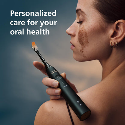 Philips Sonicare DiamondClean 9900 Prestige toothbrush with SenseIQ, AI app, 5 modes, 3 intensities, travel case, midnight blue.