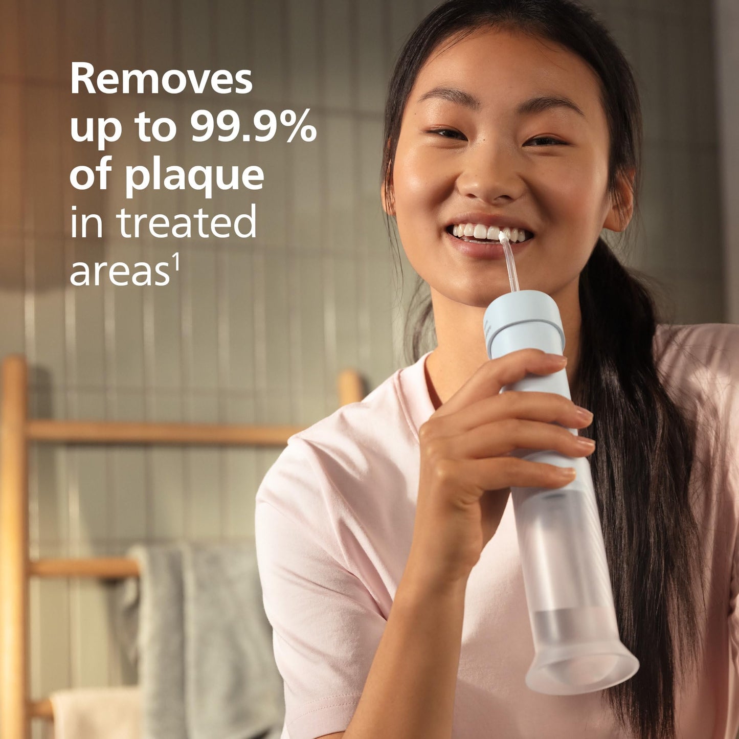 Philips Sonicare Compact Flosser 1000 (blue) with ProtectiveClean 5300 toothbrush and 2-pack nozzles bundle.