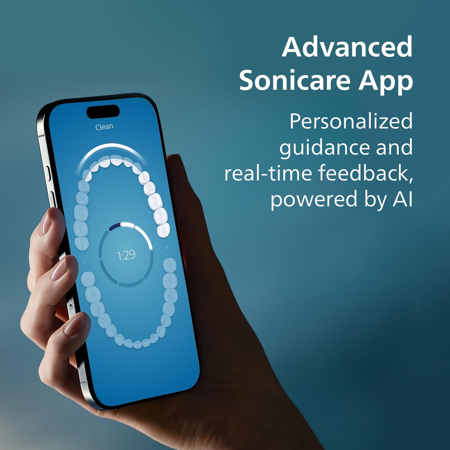 Philips Sonicare DiamondClean 9900 Prestige toothbrush with SenseIQ, AI app, 5 modes, 3 intensities, travel case, midnight blue.