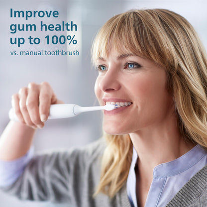 Philips Sonicare Compact Flosser 1000 (blue) with ProtectiveClean 5300 toothbrush and 2-pack nozzles bundle.